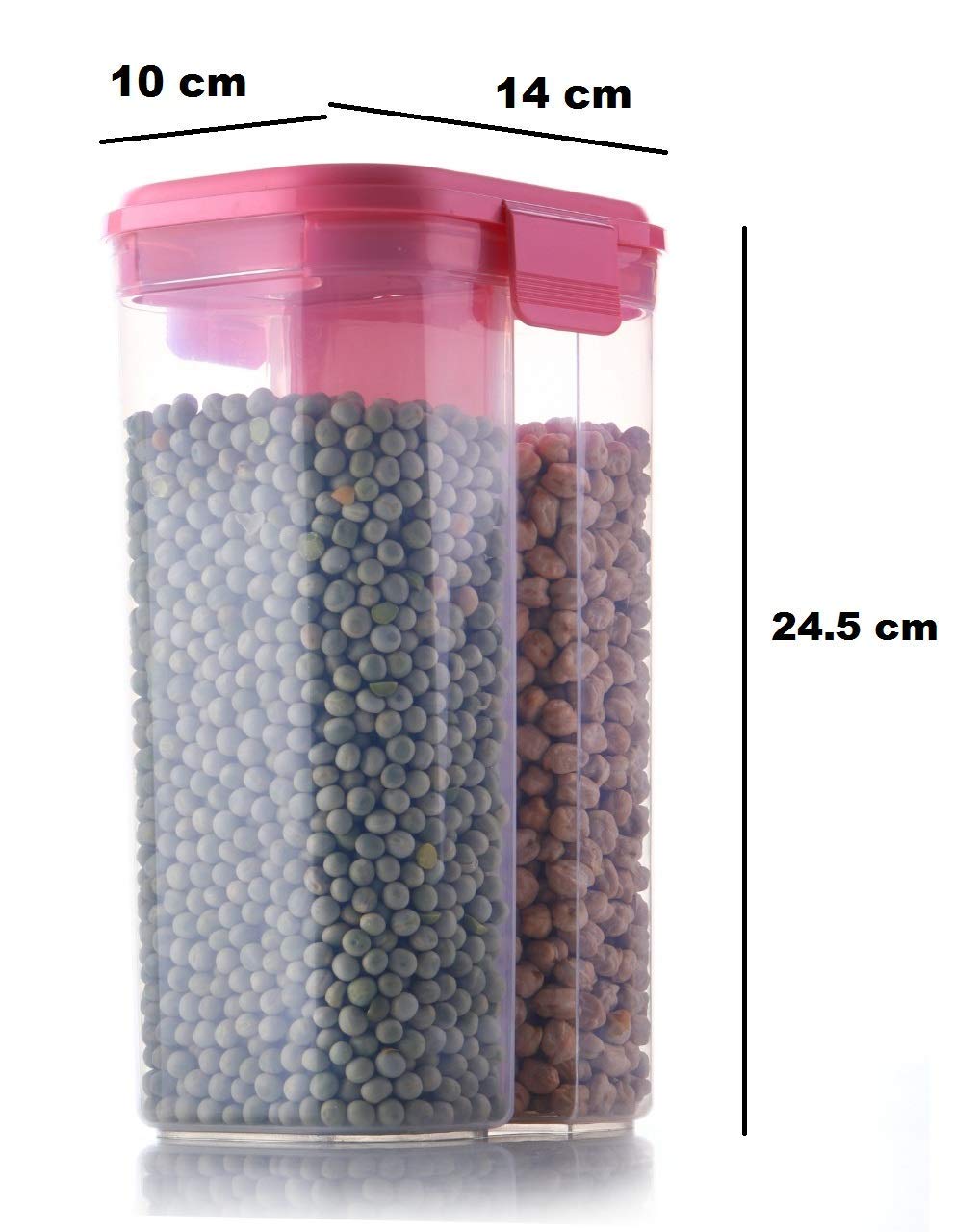 Airtight cereal storage box with two sections Airtight cereal storage box with two sections